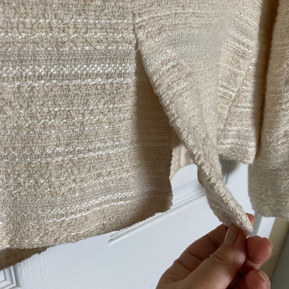 Zara Tweed Boucle Jacket, Size S, Cream, Chanel Vibe, Glitter, 4 Zipper Pockets - Picture 7 of 9